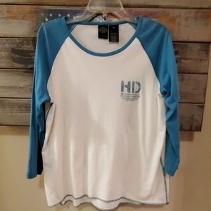 Harley-Davidson 3/4 sleeve tshirt.